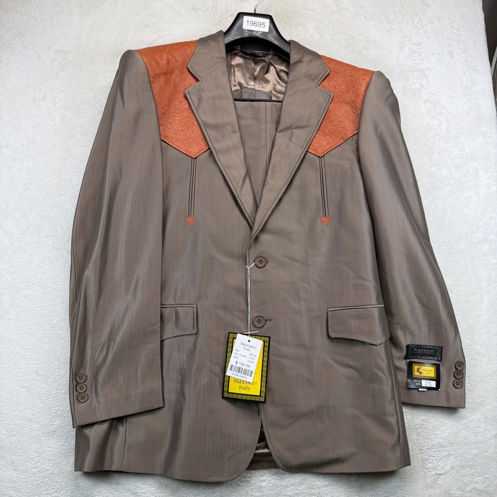Vintage Maximos Italy Western Suit Cowboy Rockabilly Mens 40R Pants 34 NWT